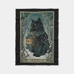 The Yule Cat Tarot Card Christmas Fleece Blanket