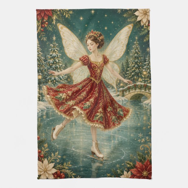 The Yuletide Ice Fairy Tea Towel (Vertical)
