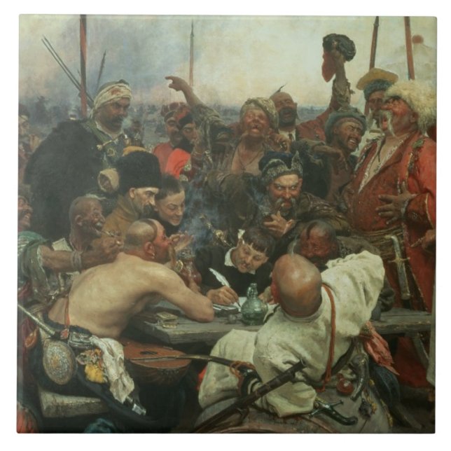 The Zaporozhye Cossacks writing a letter Ceramic Tile (Front)