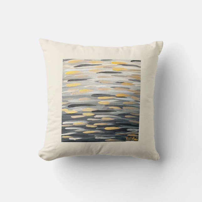 The Zebra Brushstrokes in Cream Throw Pillow (Front)