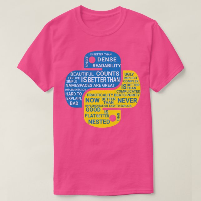 The Zen Of Python Programmers T-Shirt (Design Front)