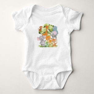 The zoo: collection of cute wild animals baby bodysuit