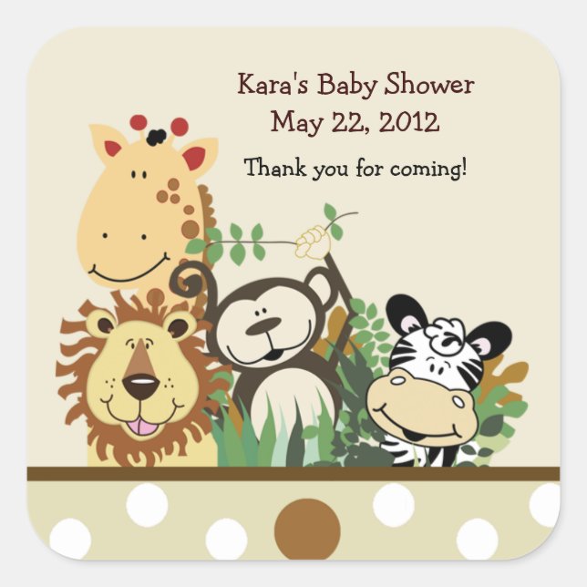 The Zoo Crew SQUARE Favour Sticker - Tan (Front)