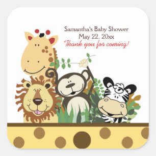 THE ZOO CREW (YELLOW) SQUARE Favour Sticker