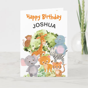 The zoo: cute wild animals custom birthday card
