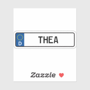Thea German Car License Plate Sticker