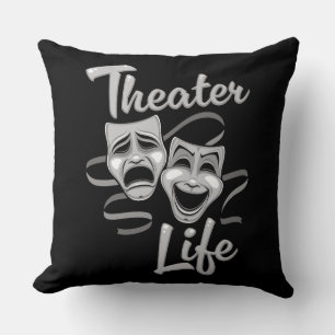 Theater Life Comedy and Tragedy Masks Cushion