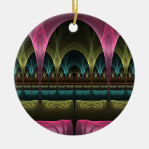 Theater of Fantasy, Abstract Colorful Fractal Art Ceramic Ornament