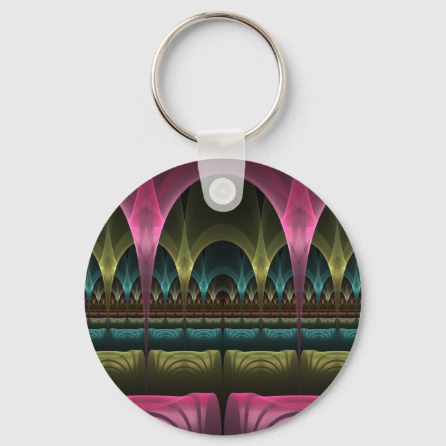 Theater of Fantasy, Abstract Colorful Fractal Art Key Ring (Front)