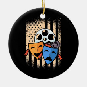 Theatre Actor America Flag Ceramic Ornament