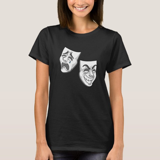 Theatre Comedy Masks for a Actors T-Shirt (Front)
