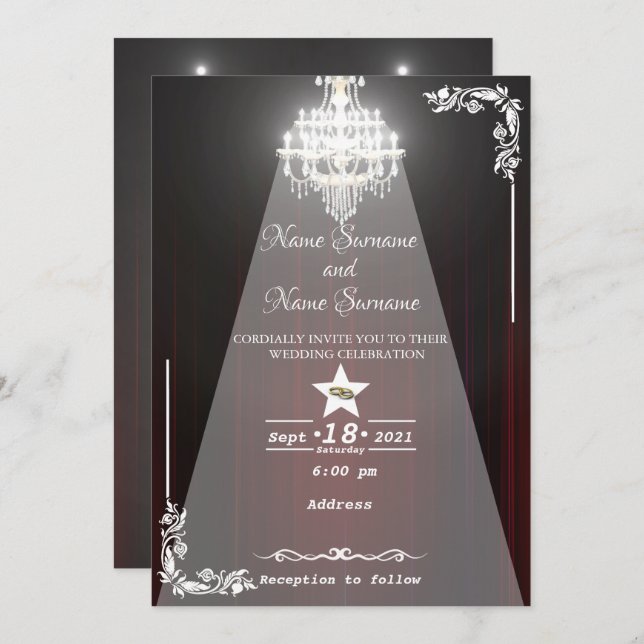 Theatre curtain-chandelier invitation (Front/Back)