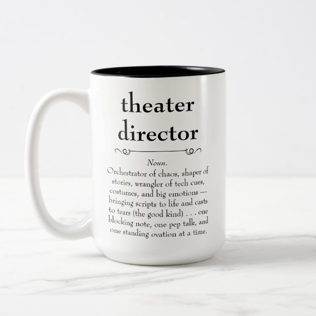 Theatre Director Definition Thank You Gift Two-Tone Coffee Mug (Left)