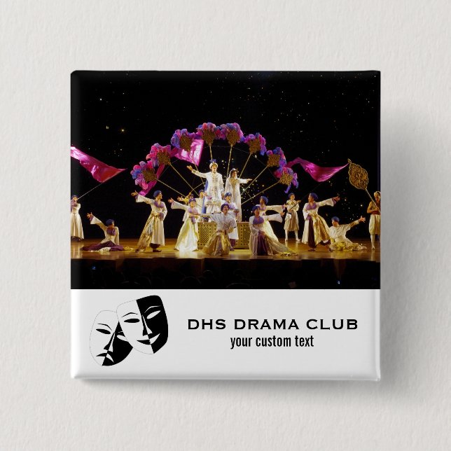 Theatre Drama Club Custom Photo Collage 15 Cm Square Badge (Front)