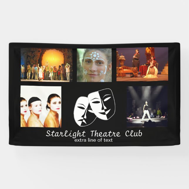 Theatre Drama Club Custom Photo Collage Banner (Horizontal)