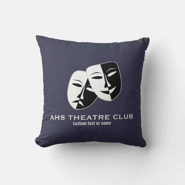 Theatre Drama Club Masks Custom Thespian Name Cushion (Front)