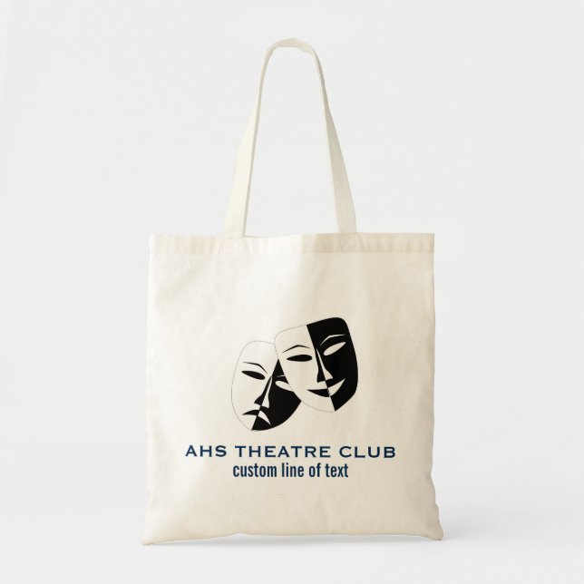 Theatre Drama Club Masks Custom Thespian Name Tote Bag (Front)