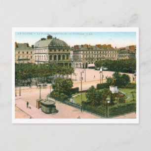 Theatre, Gambetta Place, Le Havre, France Vintage Postcard