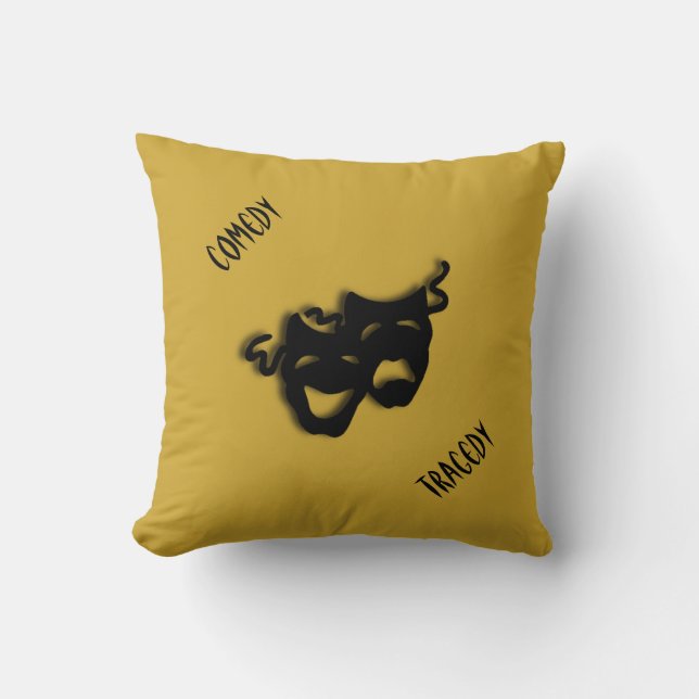 Theatre Happy Sad Greek Masks Gold Throw Pillow (Front)