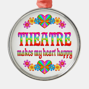 Theatre Heart Happy Metal Ornament