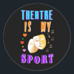 Theatre Is My Sport Actor Drama Classic Round Sticker<br><div class="desc">Theatre Is My Sport Actor Drama. Classic Round Stickers. Buy the best gift on World Theatre Day 27 March for your family,  friends,  girlfriend,  boyfriend,  girls,  boys,  brothers,  sisters,  mum,  dad,  grandparents,  kids,  and yourself. #worldtheatreday #outfits</div>