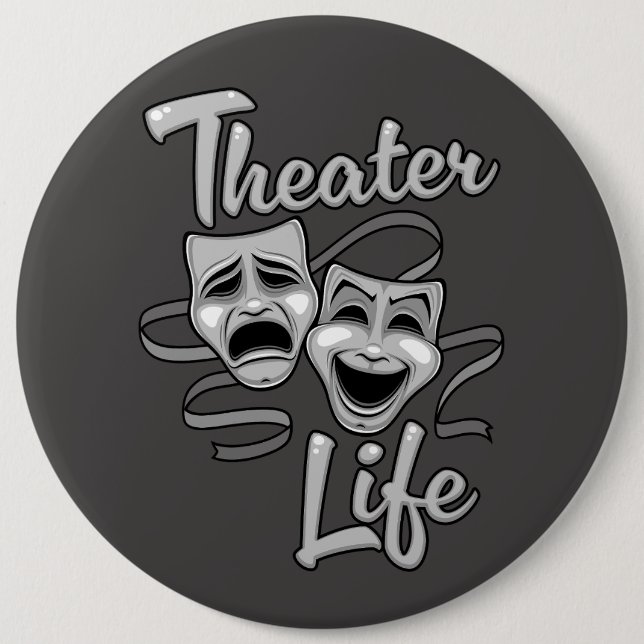 Theatre Life Comedy and Tragedy Masks 6 Cm Round Badge (Front)