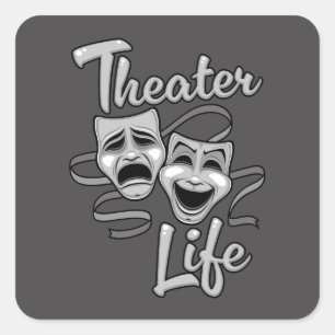 Theatre Life Comedy and Tragedy Masks Square Sticker