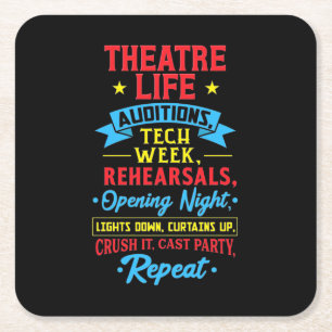 Theatre Life For Actor Square Paper Coaster