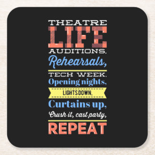 Theatre Life Repeat Square Paper Coaster