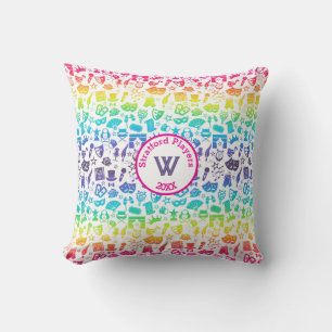 Theatre Lover Rainbow Icons Throw Pillow