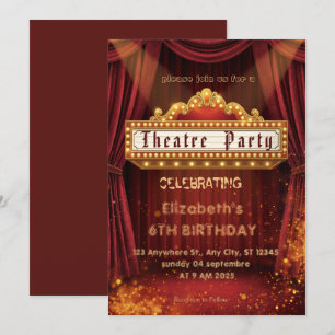 Theatre Marquee Party Invitation – Birthday invite