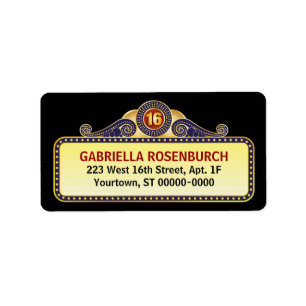 Theatre Marquee Sweet 16 Label