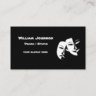 Theatre Mask Comedy Tragedy Black White Business C Card