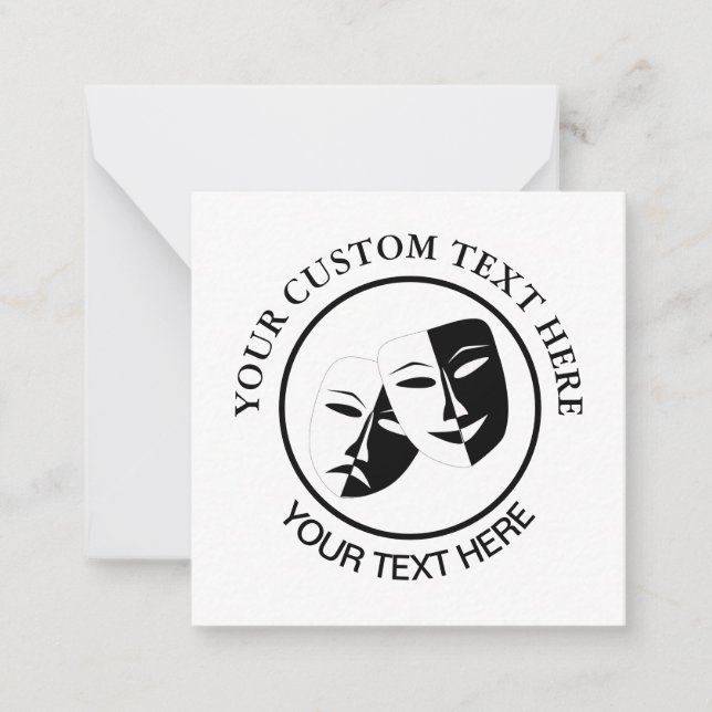 Theatre Mask Comedy Tragedy Black White Card (Front)