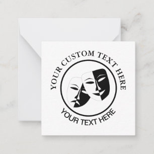 Theatre Mask Comedy Tragedy Black White Card