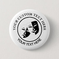 Theatre Mask Comedy Tragedy Black White Custom 2