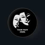 Theatre Mask Comedy Tragedy Black White Custom 3 Cm Round Badge<br><div class="desc">Theatre Mask Comedy Tragedy Black White Custom button</div>