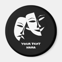 Theatre Mask Comedy Tragedy Black White Custom