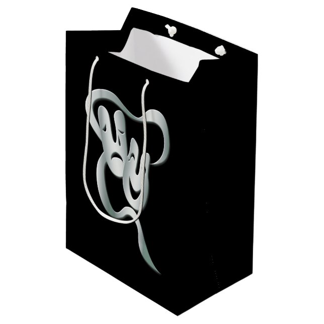 Theatre Mask Comedy Tragedy Black White MGB Medium Gift Bag (Front Angled)