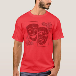 Theatre Mask Drama Comedy Soft Grunge Red Roses Ar T-Shirt