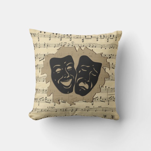Theatre Masks and Antique Music Cushion (Front)