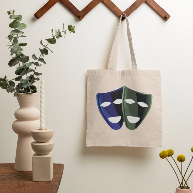 Theatre Masks Blue And Green Tote Bag (Creator Uploaded)