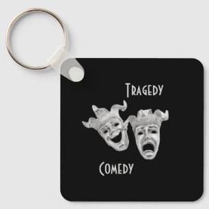 Theatre Masks Comedy and Tragedy Black Key Ring