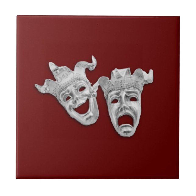 Theatre Masks Comedy and Tragedy Ceramic Tile (Front)