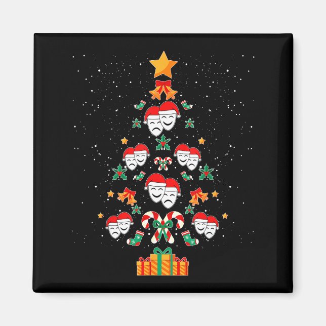 Theatre Masks Drama Actor Actress Christmas Tree X Magnet (Front)