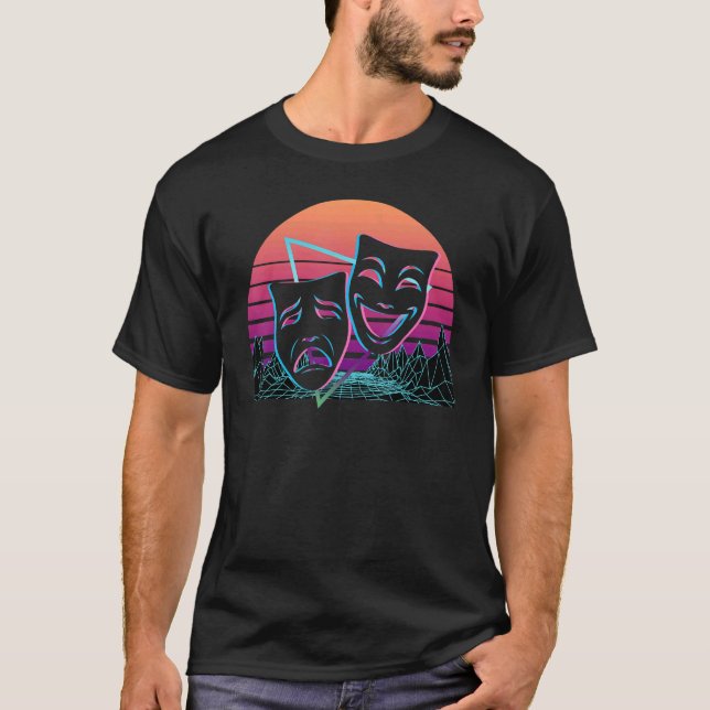 Theatre Masks Retro T-Shirt (Front)