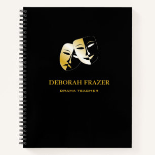 Theatre masks silhouette black notebook