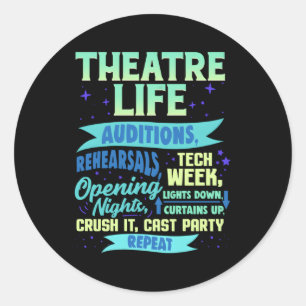 Theatre Nerd Actor Gif Musical Theater Thespian Classic Round Sticker