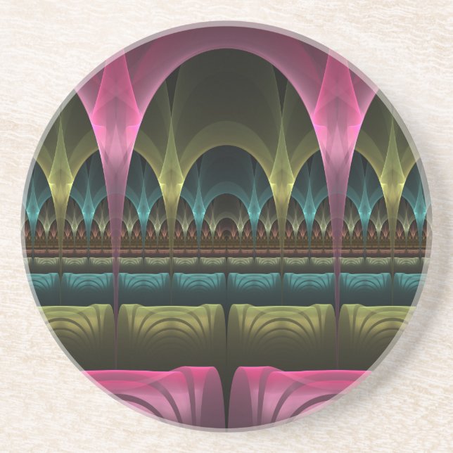 Theatre of Fantasy, Abstract Colourful Fractal Art Coaster (Front)