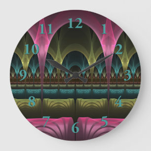 Theatre of Fantasy, Abstract Colourful Fractal Art Large Clock